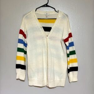 Joie XXS White and Multi Striped Cardigan - fits like S/M